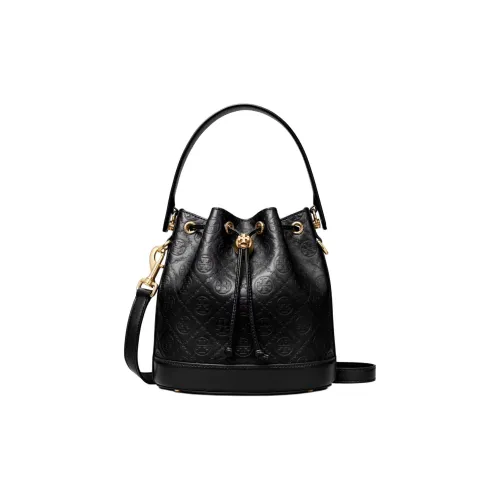 TORY BURCH T Monogram Тисненая кожа Сумка-ведро Через плечо Одно плечо Сумка Женская Черная