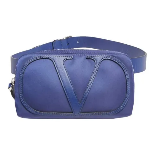 Valentino Vlogo Нейлон с кожаными вставками бананка женский синий