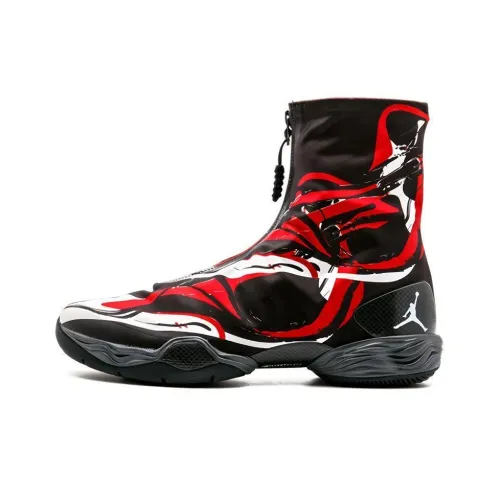 Jordan Air Джордан 28 Противоскользящий Устойчивый к износу Легкий Высокий Топ Баскетбольные кроссовки Мужской Черный Белый Красный