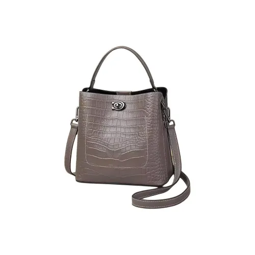 Espin Сумка через плечо из коровьей кожи переносная средняя женская коричневая серая