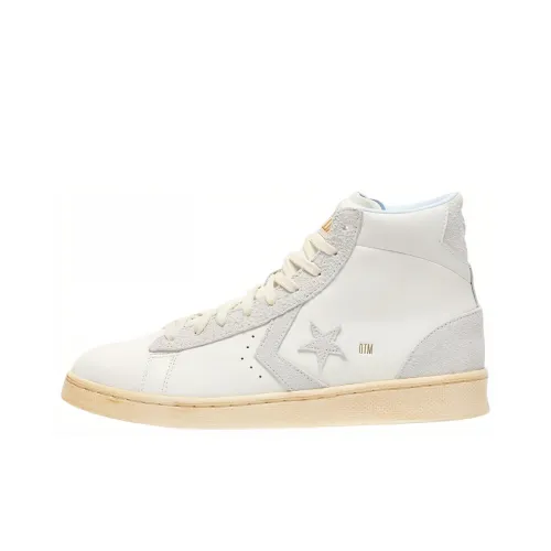 Конверс Cons Pro Leather Hi противоскользящие устойчивые к истиранию высокие кроссовки для скейтбординга унисекс белые и серые