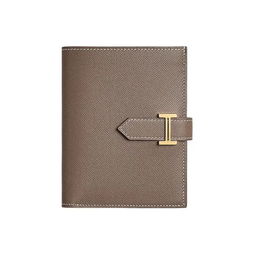 HERMES Bearn Madame Телячья кожа Кошелек Женские 18 ÉToupe Слоновой серый