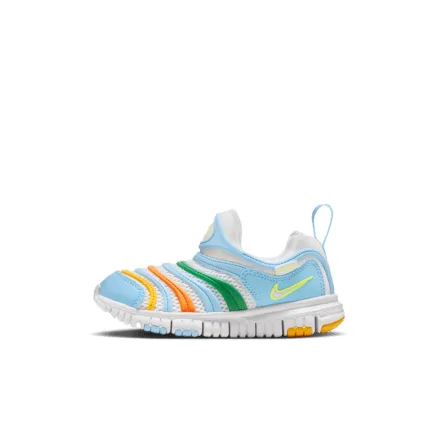 Nike Dynamo Free Детская повседневная обувь Низкий топ Белый/Белый/Аква-синий/Черный Для дошкольников
