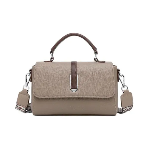 Espin Сумка из крупнозернистой текстуры коровьей кожи полиэстер среднего размера женская слоновая серая