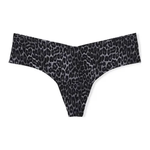 Victoria's Secret Розовый No Show No Show Стринг Panty Животные Кожа Нижнее белье Женские 1 шт Серый Леопардовый принт