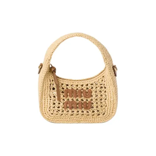 MIU MIU Wander series Кожа Сумка-полумесяц Сумка через плечо Сумка Женская Натуральный Коньяк