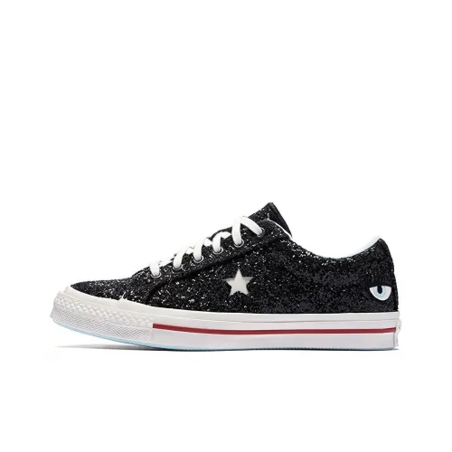 CHIARA FERRAGNI x Конверс ONE STAR Slip-Resistant Abrasion-Resistant Low Top Skateboard Shoes Unisex Black (CHIARA FERRAGNI x Конверс ONE STAR Противоскользящие устойчивые к истиранию низкий топ кроссовки для скейтбординга унисекс черный)