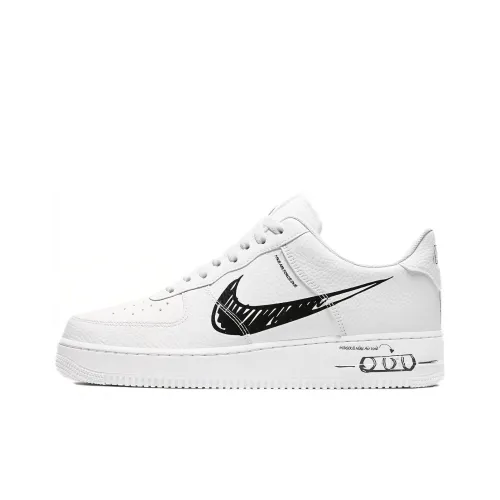 Nike Air Force 1 Sketch Low Top Скейтборд Кроссовки Unisex Черный Белый