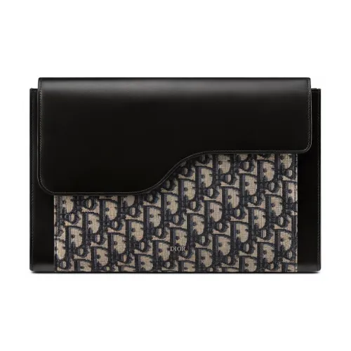 DIOR Гладкая коровья кожа Защитный чехол для ноутбука Сумка Мужской Черный Бежевый