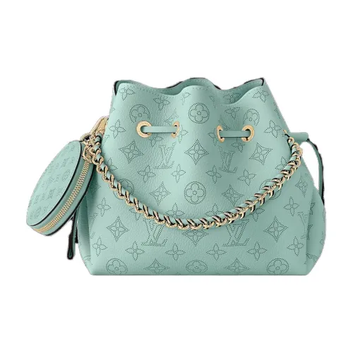 LOUIS VUITTON Bella Коровья кожа с кожаными вставками Ведрообразная сумка Сумка через плечо Женская Зеленая