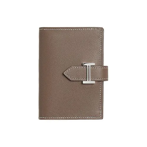 HERMES Madame Телячья кожа Держатель для карт Женские 18 слонов серый цвет