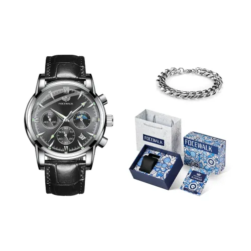 FOCEWALK Кварцевый механизм Мужские часы 42mm*42mm*11mm Черный