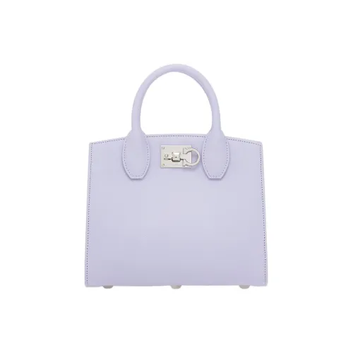 FERRAGAMO Studio Hammered Текстура Телячья кожа Коробка Сумка Сумка через плечо Сумка Маленькая Женская Лаванда