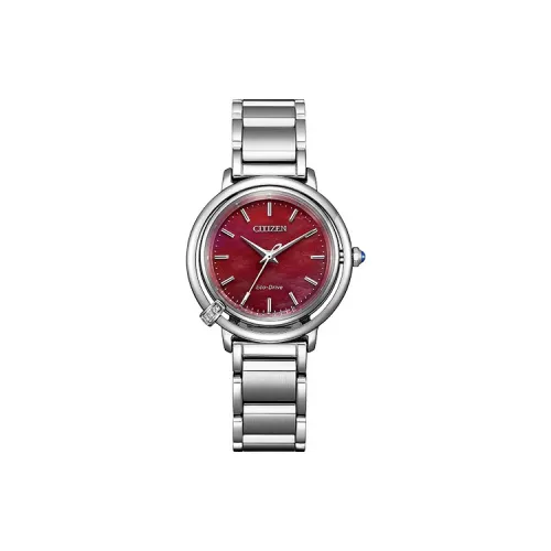 CITIZEN Светильник Кварцевый механизм Нержавеющая сталь Ремешок Часы Женские Красный циферблат часов
