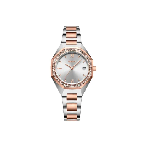 NIBOSI 1985 Кварцевый механизм стальной ремешок женские часы золотой циферблат