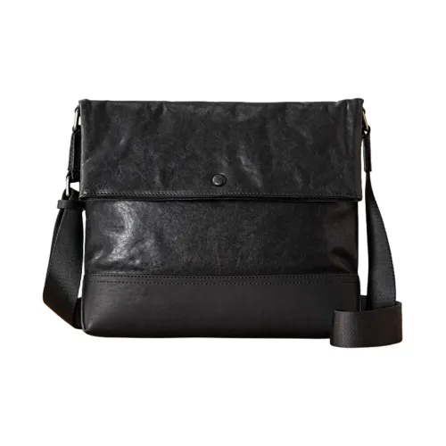 ROSEROOEN Первый слой Растительное дубление Коровья кожа Сумка через плечо Стандартная Унисекс Черный