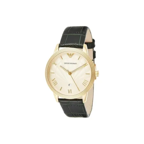 EMPORIO ARMANI Мужские часы Кварцевый механизм Кожаный ремешок 41 мм Бежевый циферблат Часы