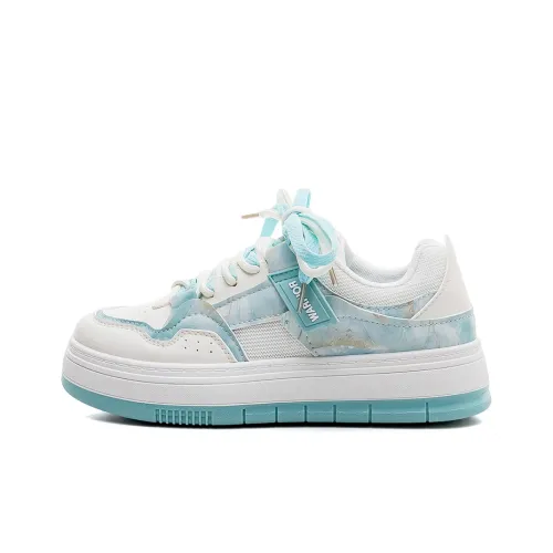 Warrior Slip-Resistant Abrasion-Resistant Low-Top Скейтборд Кроссовки Женские Белые Светло-Синие