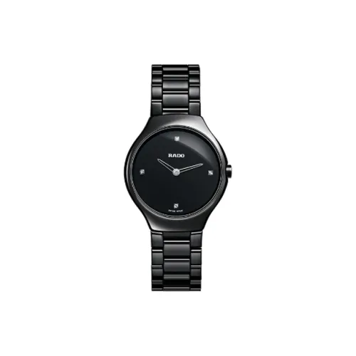 RADO True Thinline Collection Кварцевый механизм Женские часы 30MM Черный циферблат Керамика Нержавеющая сталь Корпус Керамика Ремешок
