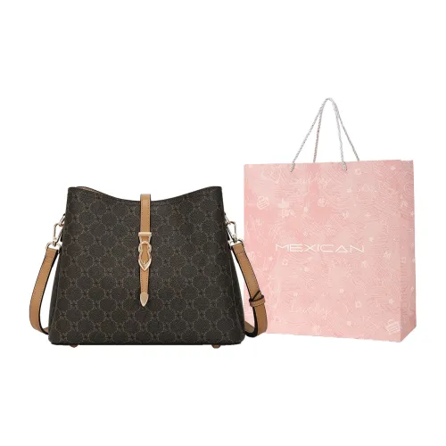 MEXICAN Полиуретан Ведрообразная Сумка Плечевая Сумка Стандартная Женская Темно-Коричневый Хаки