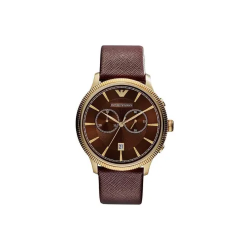 EMPORIO ARMANI Мужские часы Кварцевый механизм Кожаный ремешок 43 мм Коричневый циферблат Часы
