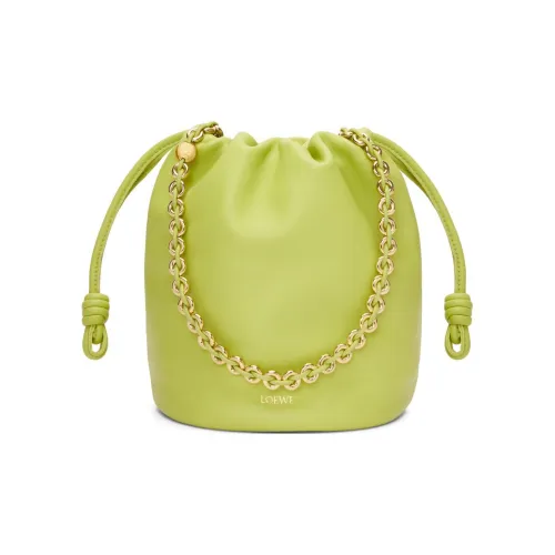 LOEWE Flamenco Napa Овечья шкура Ведрообразная сумка Сумка Сумка через плечо Сумка через плечо Женская Parsnip Зеленая
