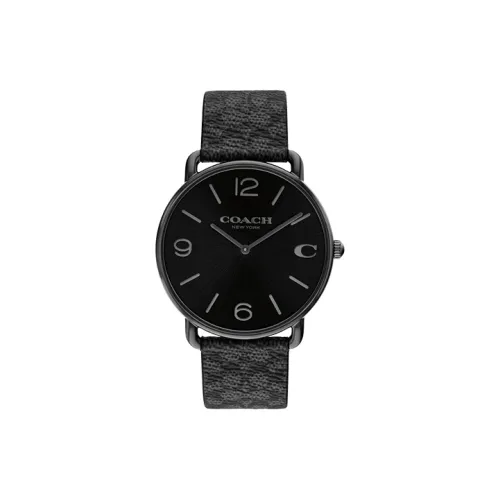 COACH ELLIOT Collection Мужские часы Кварцевый механизм Кожаный ремешок Черный циферблат