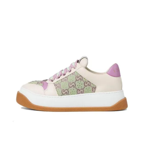 GUCCI Screener Low Топ Скейтборд Кроссовки Женские Бежево-фиолетовые