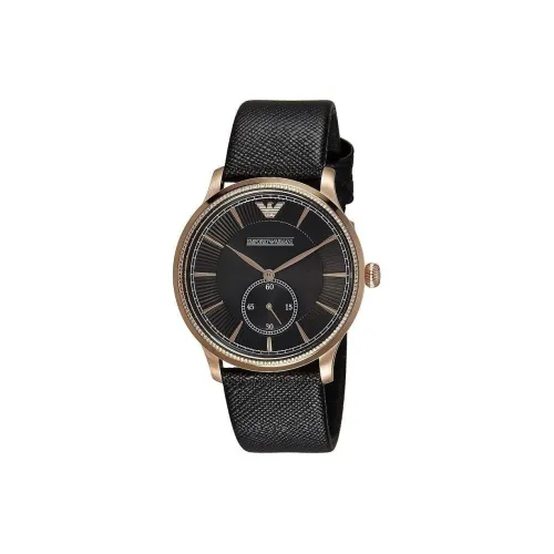 EMPORIO ARMANI Часы Кварцевый механизм Кожаный ремешок 43 мм Черный циферблат Унисекс AR1798