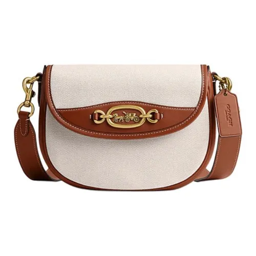 COACH Харлей Холст с Дубленой Кожей Перчатка Сумка через плечо Сумка на плечо Маленькая Женская Коричневая