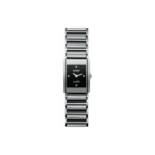 RADO Кварцевый механизм Женские часы Черный циферблат Корпус из нержавеющей стали Керамический ремешок