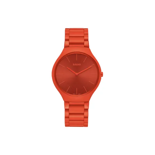 RADO Кварцевый механизм Унисекс Часы 39 мм Апельсин Циферблат Часы Титановый керамический корпус Ремешок из титана и керамики