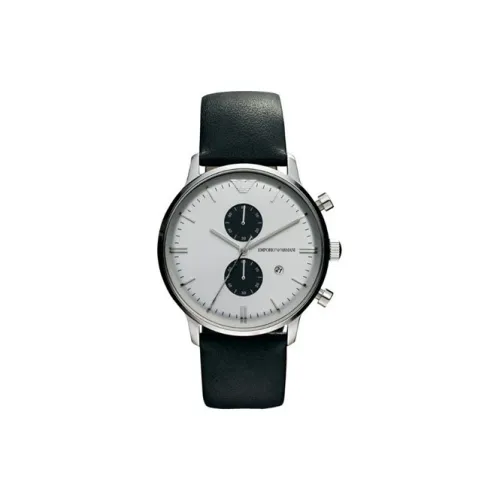 EMPORIO ARMANI Watch Кварцевый механизм Кожаный ремешок 43 мм Серебристый циферблат Унисекс AR0385