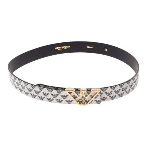 EMPORIO ARMANI Emblem Логотип Плавная пряжка Кожаные ремни Женские Белые