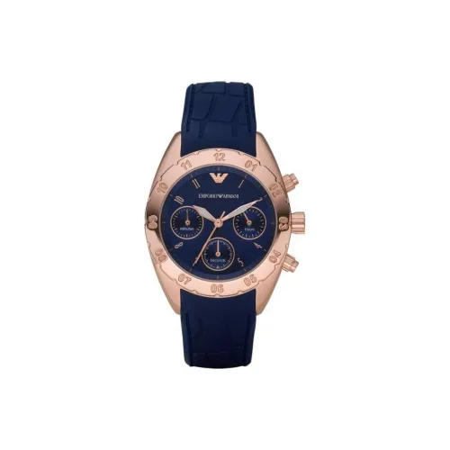 EMPORIO ARMANI Women's Watch Кварцевый механизм Резиновый ремешок 35 мм Синий циферблат