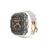 Углеродное волокно  
Розово-золотой  
Прозрачный белый  
Средняя рамка  
Экрю  
Фторкаучук  
Ремень розово-золотого цвета  
Застежка-бабочка