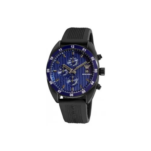 EMPORIO ARMANI Мужские наручные часы кварцевый механизм силиконовый ремешок 42 мм синий циферблат