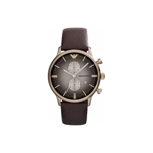 EMPORIO ARMANI Мужские часы Кварцевый механизм Естественная кожа Ремешок 42 мм Серый циферблат