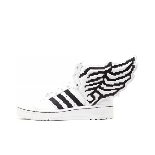 Adidas Originals JS Wings 2,0 Slip-Resistant Abrasion-Resistant High Top Skateboard Shoes Men's White Adidas Originals JS Wings 2,0 Противоскользящие Устойчивые к истиранию Высокие Кроссовки для скейтбординга Мужские Белые