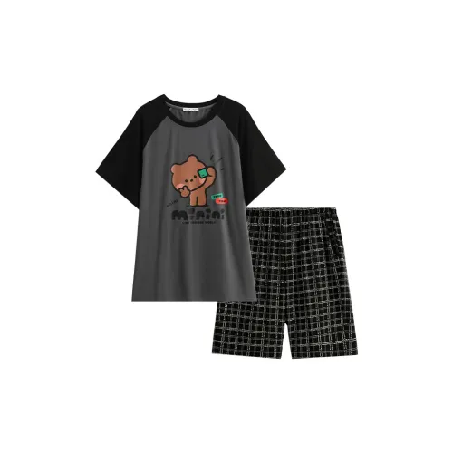 FENTENG Brown Bear Pajama Set Men's Dark Smoke Gray