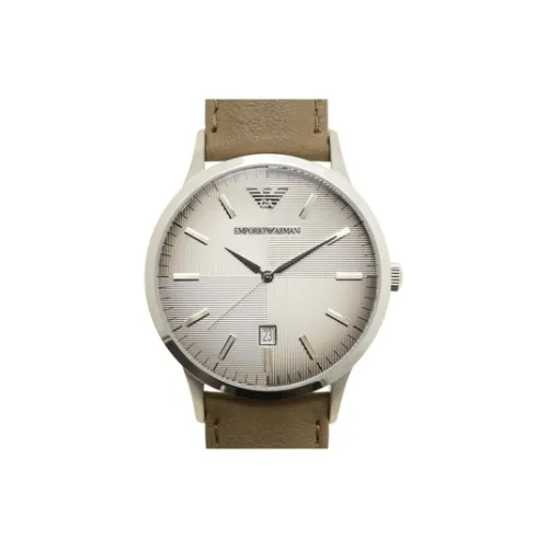 EMPORIO ARMANI Наручные часы Кварцевый механизм Кожаный ремешок 43 мм Серый циферблат Мужские часы