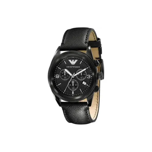 EMPORIO ARMANI Мужские часы Кварцевый механизм Кожаный ремешок из коровьей кожи 41 мм черный циферблат