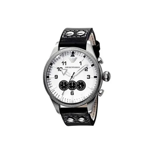 EMPORIO ARMANI Watch Кварцевый механизм Кожаный ремешок 44 мм Белый циферблат Унисекс