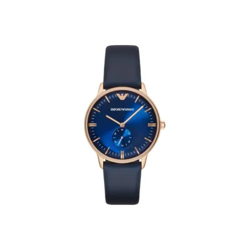 EMPORIO ARMANI Exclusive Collection Мужские часы Кварцевый механизм Естественный кожаный ремешок 40 мм Синий циферблат