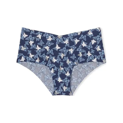 Victoria's Secret Розовый No Show No Show Cheeky Panty Noir Темно-синий Butterf Нижнее белье Женские 1 шт Бабочка Принт