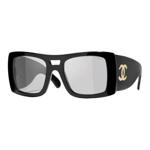 CHANEL Ацетат Aviator Солнцезащитные очки Унисекс Черный