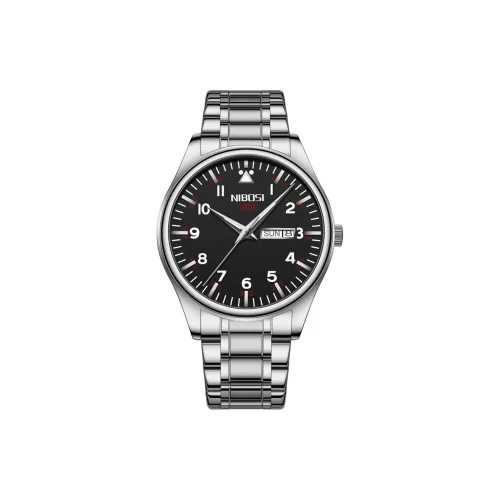 NIBOSI 1985 Кварцевый механизм нержавеющая сталь ремешок часы для мужчин черный циферблат модель Ni2571