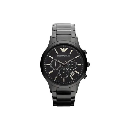 EMPORIO ARMANI RENATO Мужские часы Кварцевый механизм Ремешок из нержавеющей стали 43 мм Черный циферблат