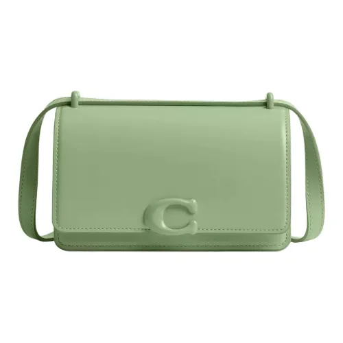 COACH Bandit Телячья кожа Сумка через плечо Маленькая Женская Серебряный и Светлый Фисташковый