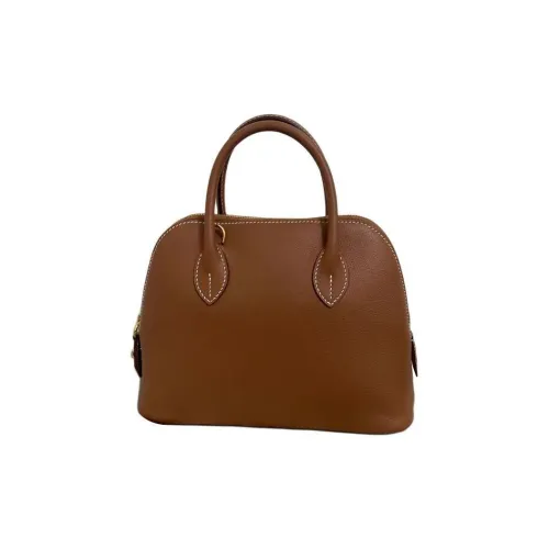 HERMES Bolide Кожа Bowling Bag Сумка через плечо Сумка через плечо Женская 34 Fauve Светлый Рыжевато-коричневый